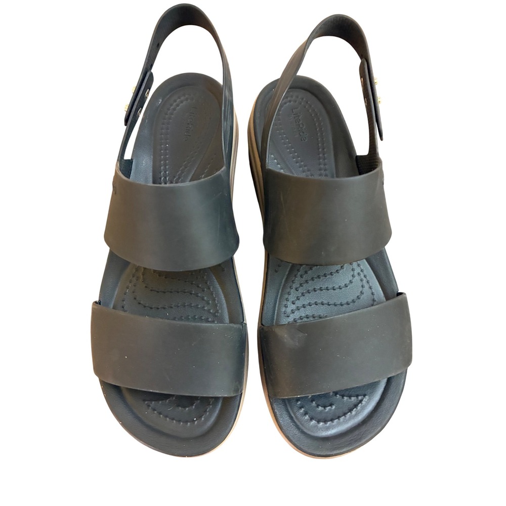 Crocs Brooklyn Low Wedge Sandal Black Mushroom Platform 206453 Women 7